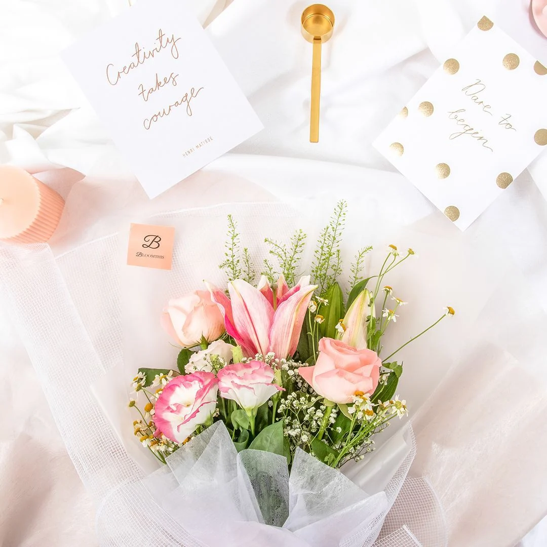 Esther White Lily & Rose Bouquet - Image 6