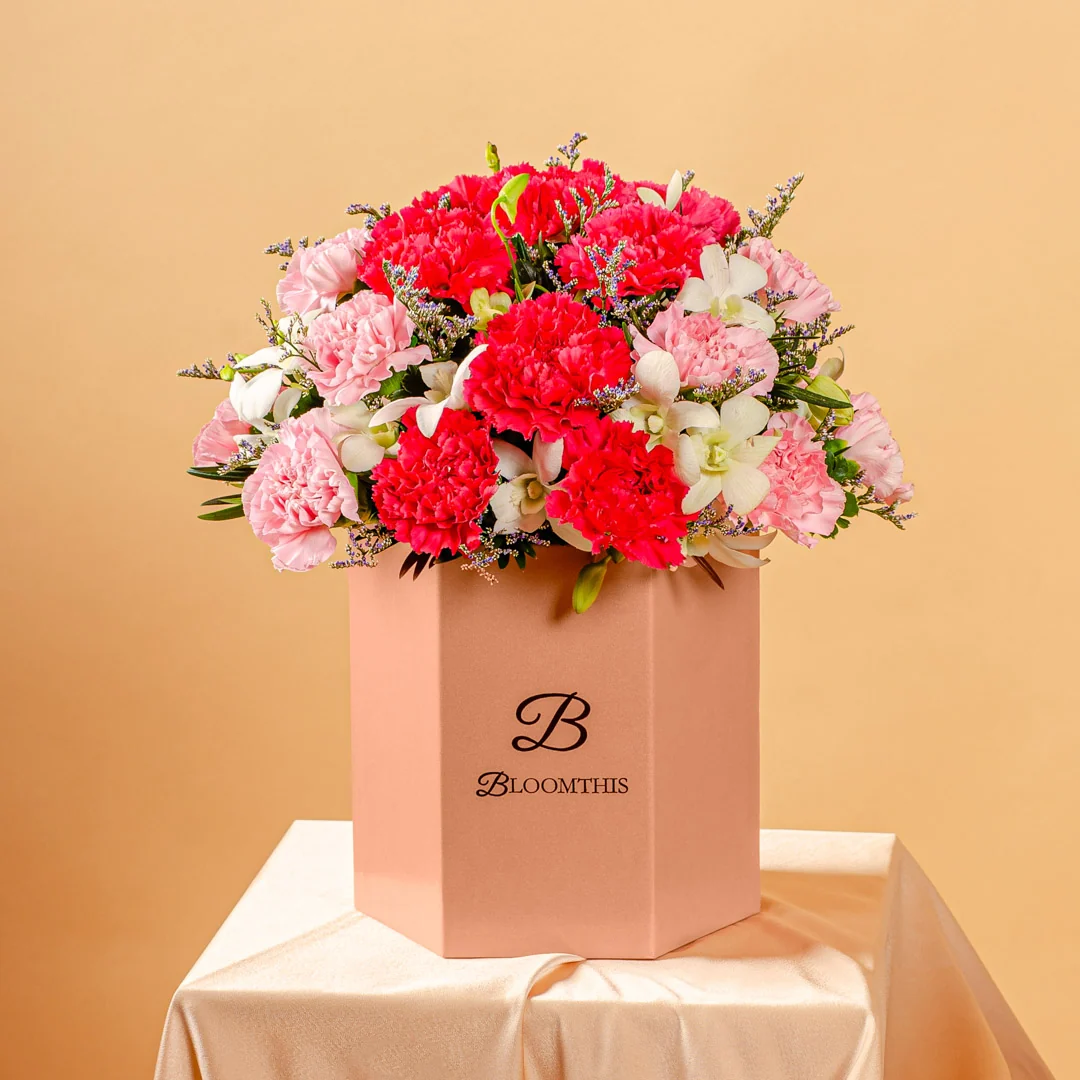 Phoebe Pink Carnation Flower Box - Image 3