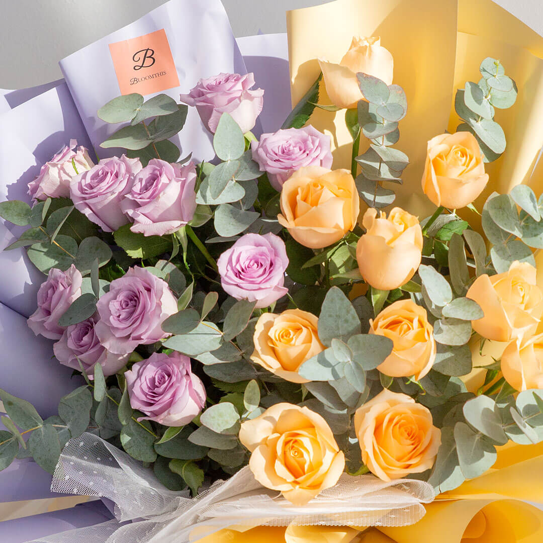Poppy Lilac Rose Bouquet - Image 4